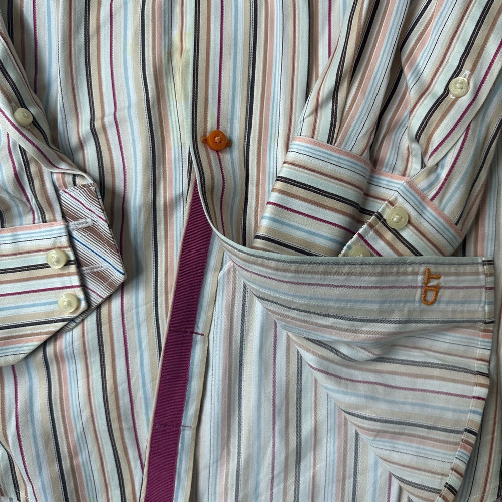 Thomas Dean Striped Men’s Dress Shirt Large - Picture 6 of 7